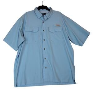 Bimini Bay Men's Size 2XL Blue Bimini Flats‎ II Short Sleeve Button Up Shirt